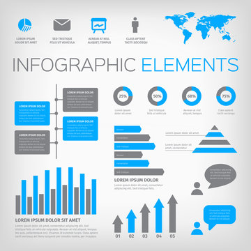 blue and gray infographic elements
