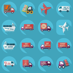 assembly icons of transport delivery set collection