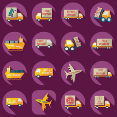 assembly icons of transport delivery set collection
