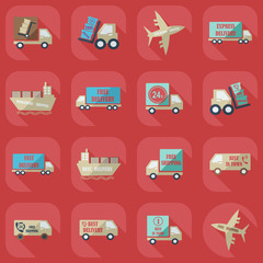 assembly icons of transport delivery set collection