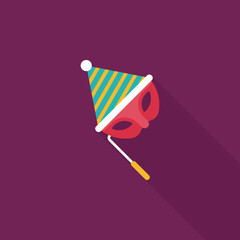 birthday party mask flat icon with long shadow,eps10