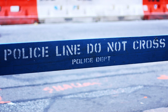 Police line do not cross, new york, blue, attention