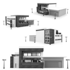 3d monochrome modern house