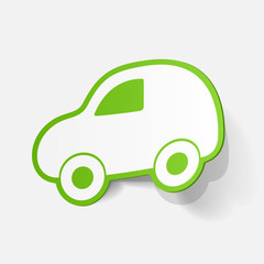 Paper clipped sticker: symbol car