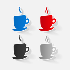 Paper clipped sticker: Coffee Cup Isolated
