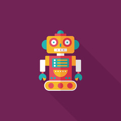 robot concept flat icon with long shadow,eps10