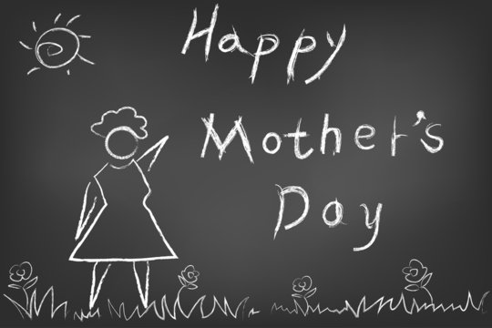 happy mothers day card on blackboard