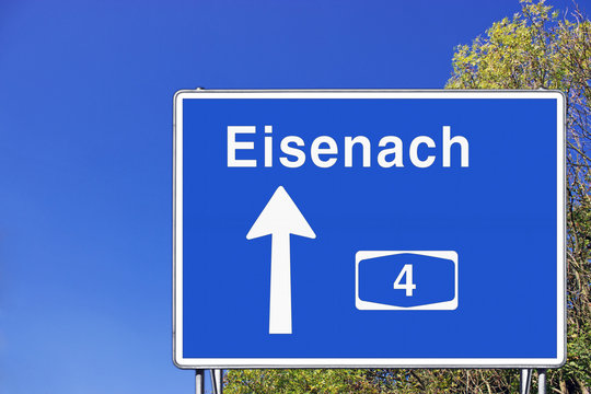 Wegweiser auf A4 in Richtung Eisenach