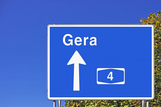 Wegweiser auf A4 in Richtung Gera