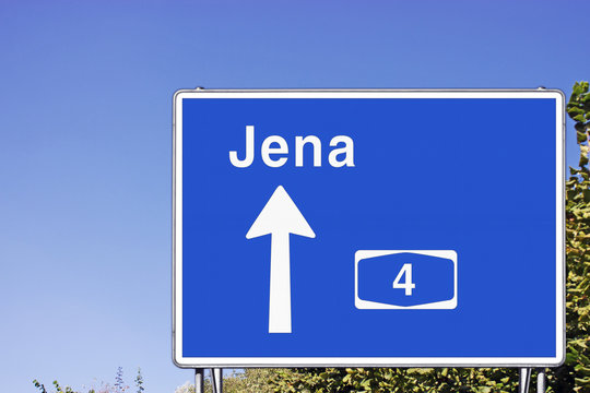 Wegweiser auf A4 in Richtung Jena