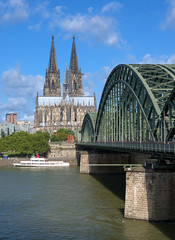 View on Cologne Cathedral and Hohenzollern Bridge