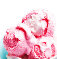 ice cream in blue bowl