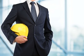 Engineering. Engineer yellow helmet for workers security on the