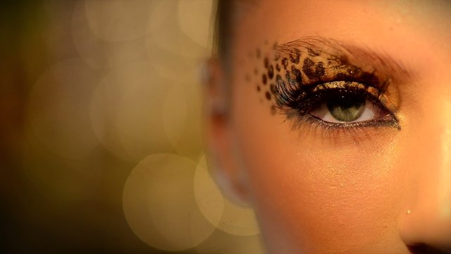 Beauty Girl with Leopard Makeup