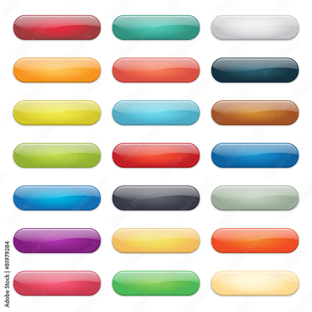 Wall mural glossy rounded web buttons set