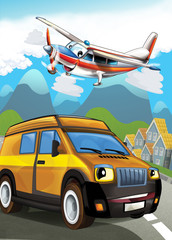 The car and the flying machine - illustration