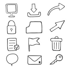 Set of drawing icons for web and computer.