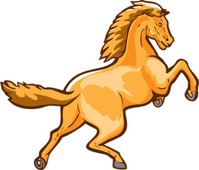 Colt Horse Prancing Rear Isolated Retro