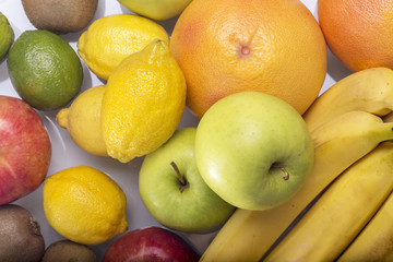 Mixed fruit on a white background