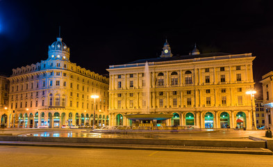 Fototapeta na wymiar Piazza De Ferrari, the main square of Genoa - Italy