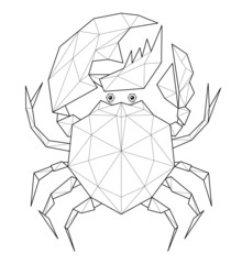 Crab. Low polygon linear vector illustration