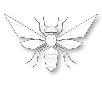 Bee. Low polygon linear vector illustration