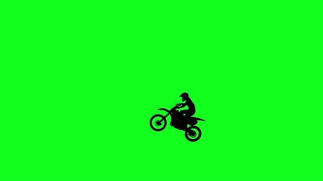 Silhouette freestyle motocross Green screen