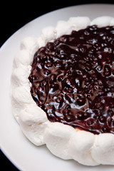 A Half of blueberry cream cheese on white background