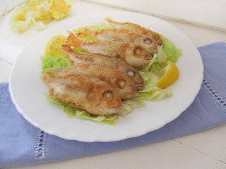 Fried fish. Red Mullet.