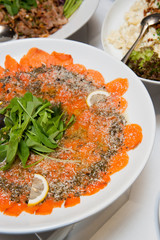 Organic Smoked Salmon Sliced with rocket salad