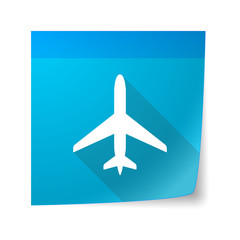 Fototapeta premium Sticky note icon with a plane