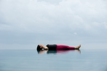Yoga pose Relax floating on the water, Savasana Corpse Pose