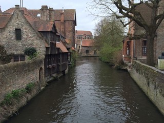 Fototapeta na wymiar Brugge, Belgium canal landscspe