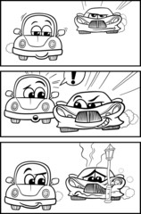 cars comic story coloring page