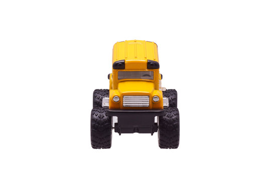 Yellow toy car.