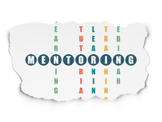 Education concept: word Mentoring in solving Crossword Puzzle