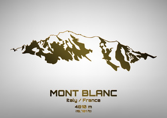 Outline vector illustration of bronze Mont Blanc - obrazy, fototapety, plakaty