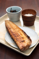 Grilled Salmon Steak, Japanese food lunch set