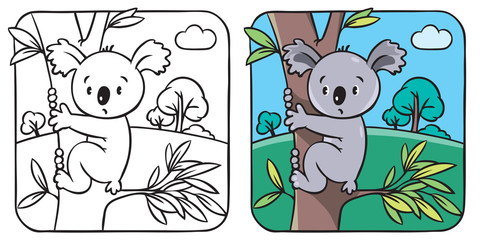 Fototapeta premium Coloring book with funny koala