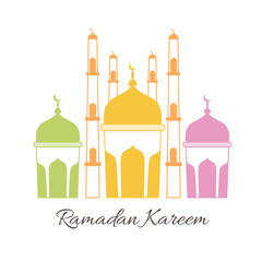Ramadan Kareem celebration with colorful Mosque.
