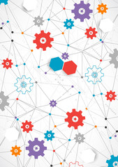 Abstract cogwheel technology net background.