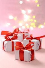 gifts with red ribbons