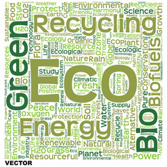 Vector conceptual green eco or ecology word cloud