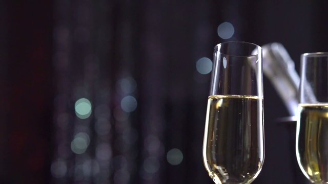 Toasting Champagne. Sparkling Wine. Slow Motion Full HD