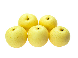 Asian pears in group isolated on white background
