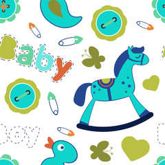 Colorful baby boy seamless pattern