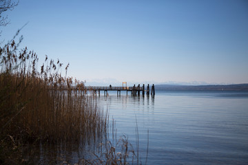 Obraz premium Bootssteg am Ammersee