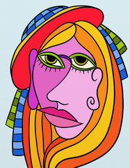 abstraktes Design mit Gesicht der Frau