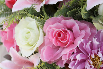 Rose fake flower and Floral background