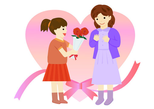 母の日　お母さんと女の子